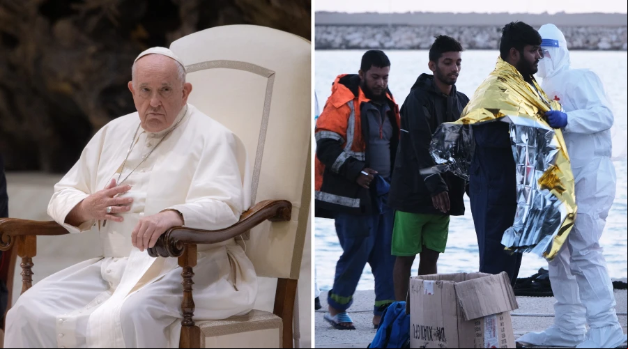 Papa Francisco. Cru00e9dito: Daniel Ibau00f1ez - ACI Prensa. |17 migrantes supervivientes de naufragios frente a las costas libias desembarcaron en el puerto de Pozzallo en 2023. Cru00e9dito: Shutterstock?w=200&h=150
