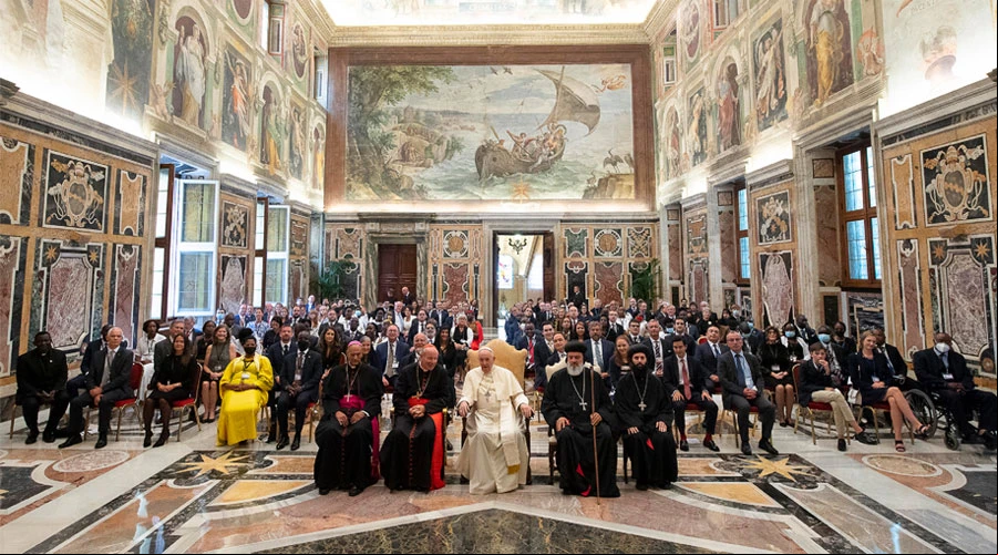El Papa Francisco en la audiencia a los lu00edderes catu00f3licos. Foto: Vatican Media?w=200&h=150