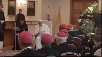 Papa Francisco en encuentro ecumu00e9nico en Bratislava. Foto: Pool Vamp