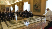 El Papa Francisco con la Asociaciu00f3n Nacional de Magistrados. Foto: Vatican Media