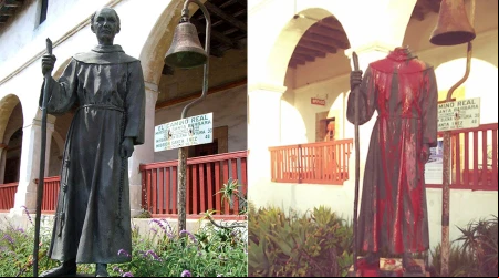 Decapitan estatua de San Junu00edpero Serra en Estados Unidos