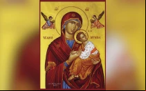 Ícono griego de la Virgen María, Madre de Dios, la Theotokos.