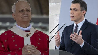 El Papa León XIV y Pedro Sánchez, presidente de España.