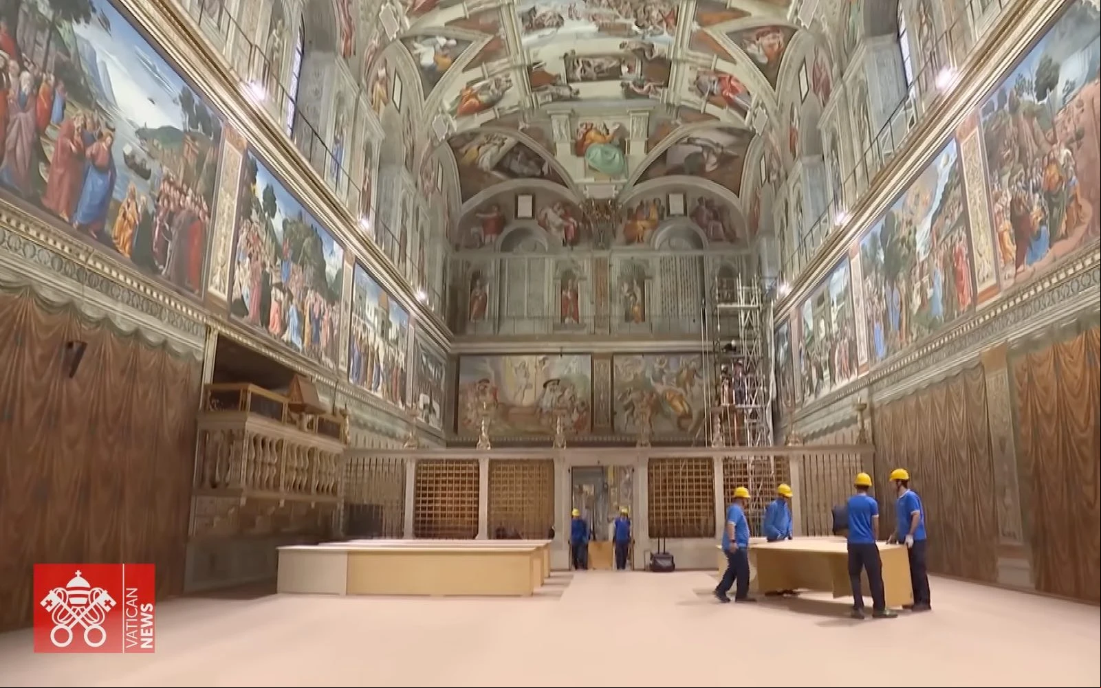 Obras en la Capilla Sixtina a pocos días del cónclave que elegirá al sucesor del Papa Francisco.?w=200&h=150