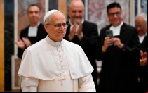 El Papa León XIV durante su encuentro del 15 de mayo de 2025 con los Hermanos de las Escuelas Cristianas.