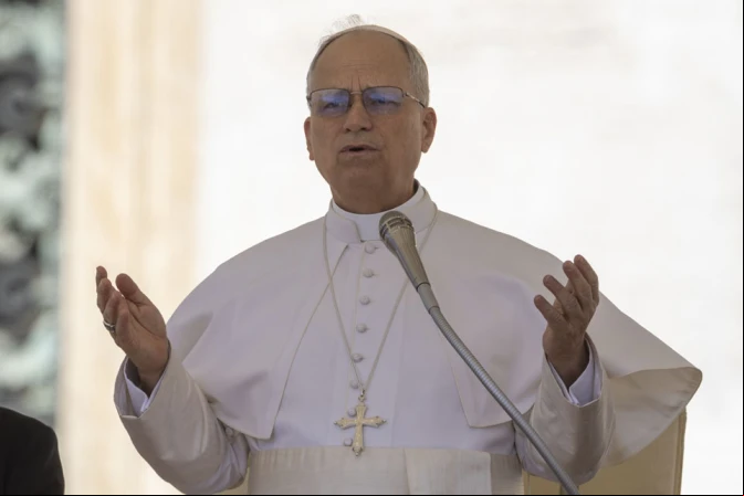 El Papa León XIV en la audiencia general del 28 de mayo en el Vaticano. 05062025
