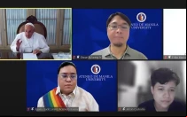Imagen del encuentro online entre el Papa Francisco y los jóvenes